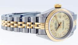 Rolex Ladies Two Tone 18K Yellow Gold And Steel Champagne Diamond Quickset Datej