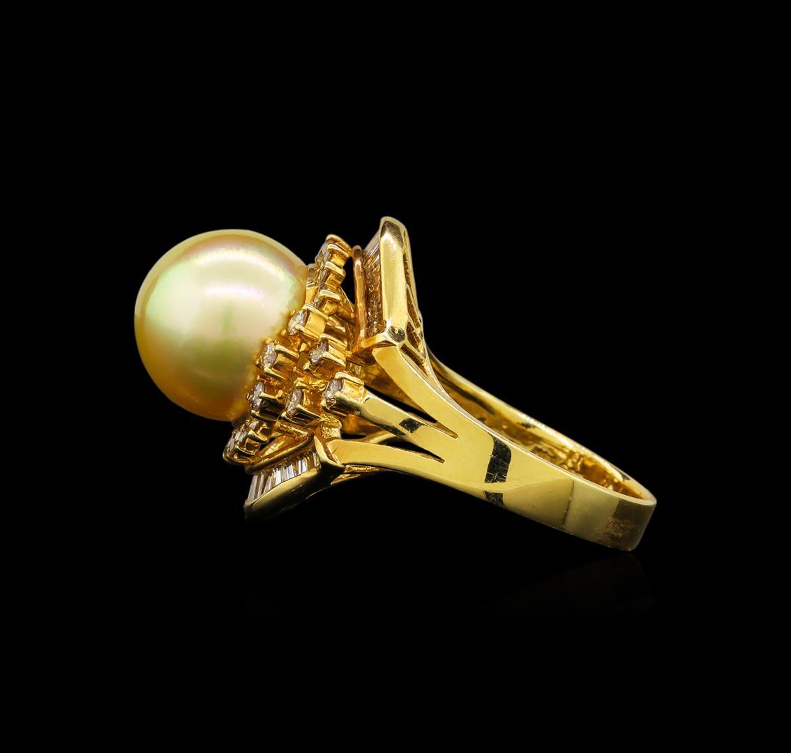 14KT Yellow Gold Pearl and Diamond Ring