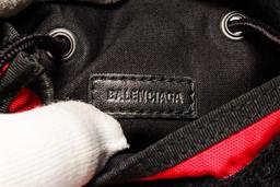 Balenciaga Red Black Canvas Explorer Small Pouch with Strap