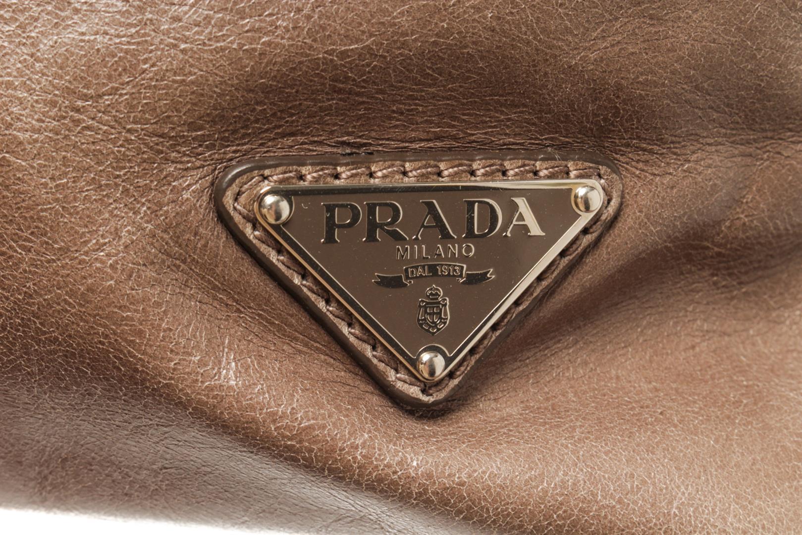 Prada Brown Leather Vitello Shine Shoulder Bag