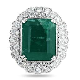 8.68 ctw Emerald and 0.79 ctw Diamond 14K White Gold Ring