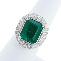 8.68 ctw Emerald and 0.79 ctw Diamond 14K White Gold Ring