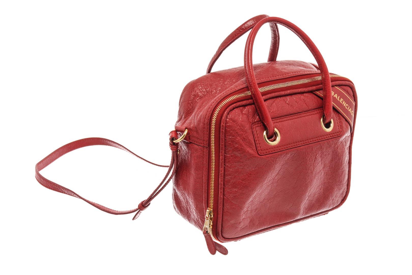 Balenciaga Red Leather Small Blanket Square Bag