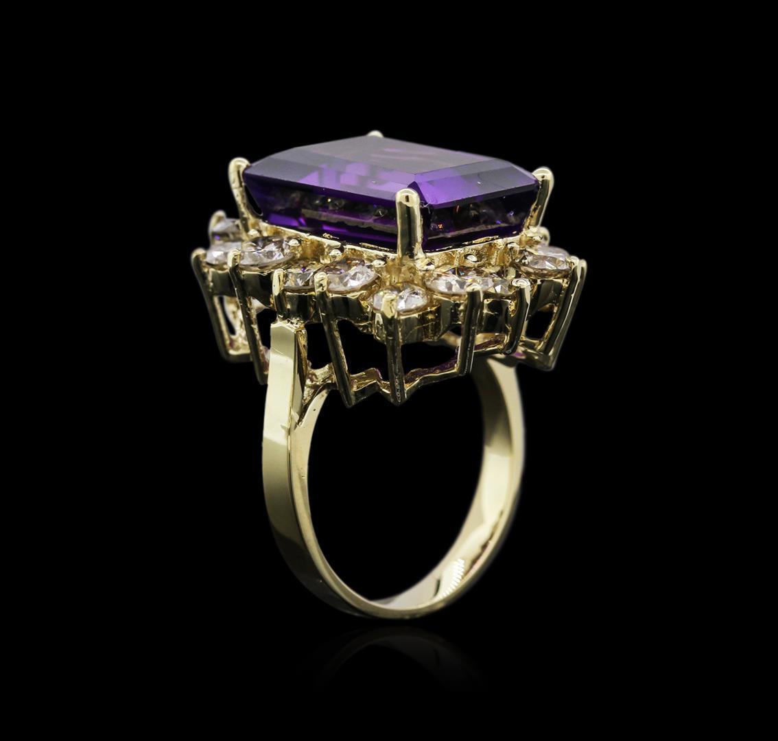 14KT Yellow Gold 10.53 ctw Amethyst and Diamond Ring