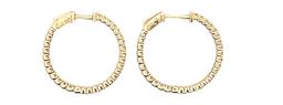 1.80 ctw Diamond Hoop Earrings - 14KT Yellow Gold