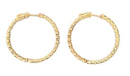 4.43 ctw Diamond Hoop Earrings - 14KT Yellow Gold