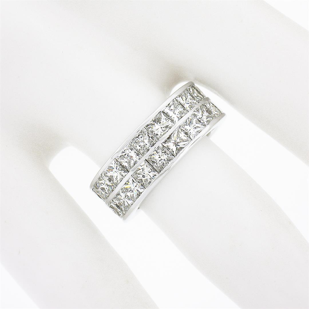 14k White Gold 6.0 ctw Princess Channel Diamond Dual Double Row Eternity Band Ri