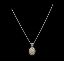 0.25 ctw Diamond Pendant and Chain - Silver/18KT Yellow Gold