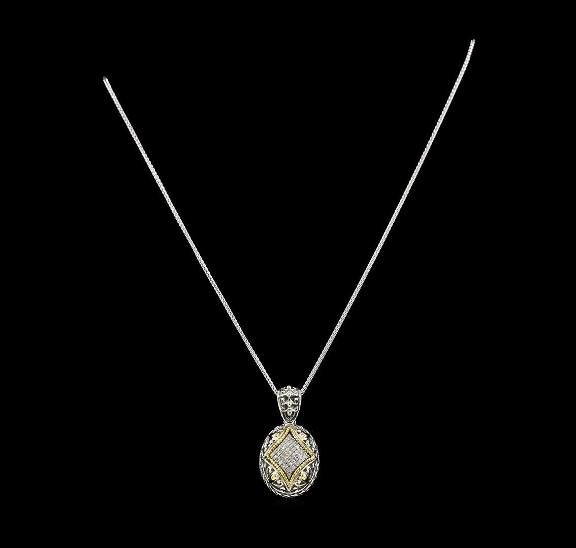 0.25 ctw Diamond Pendant and Chain - Silver/18KT Yellow Gold