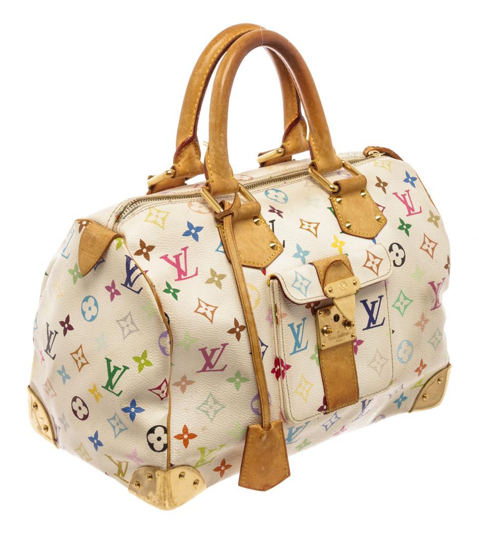 Louis Vuitton White Multicolor Monogram Leather Speedy 30 Satchel Bag