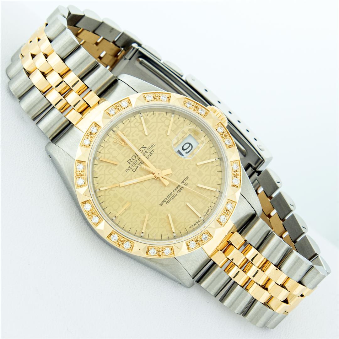 Rolex Mens 2T Yellow Gold And Stainless Steel Champagne Jubilee Dial 18K Diamond