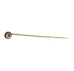 White Crystal Stick Pin - Yellow Gold Plated