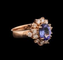 1.75 ctw Tanzanite and Diamond Ring - 14KT Rose Gold