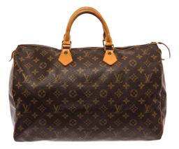 Louis Vuitton Brown Monogram Canvas Leather Speedy 30 Satchel Bag