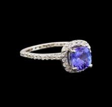 14KT White Gold 1.11 ctw Tanzanite and Diamond Ring