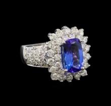 14KT White Gold 3.06 ctw Tanzanite and Diamond Ring