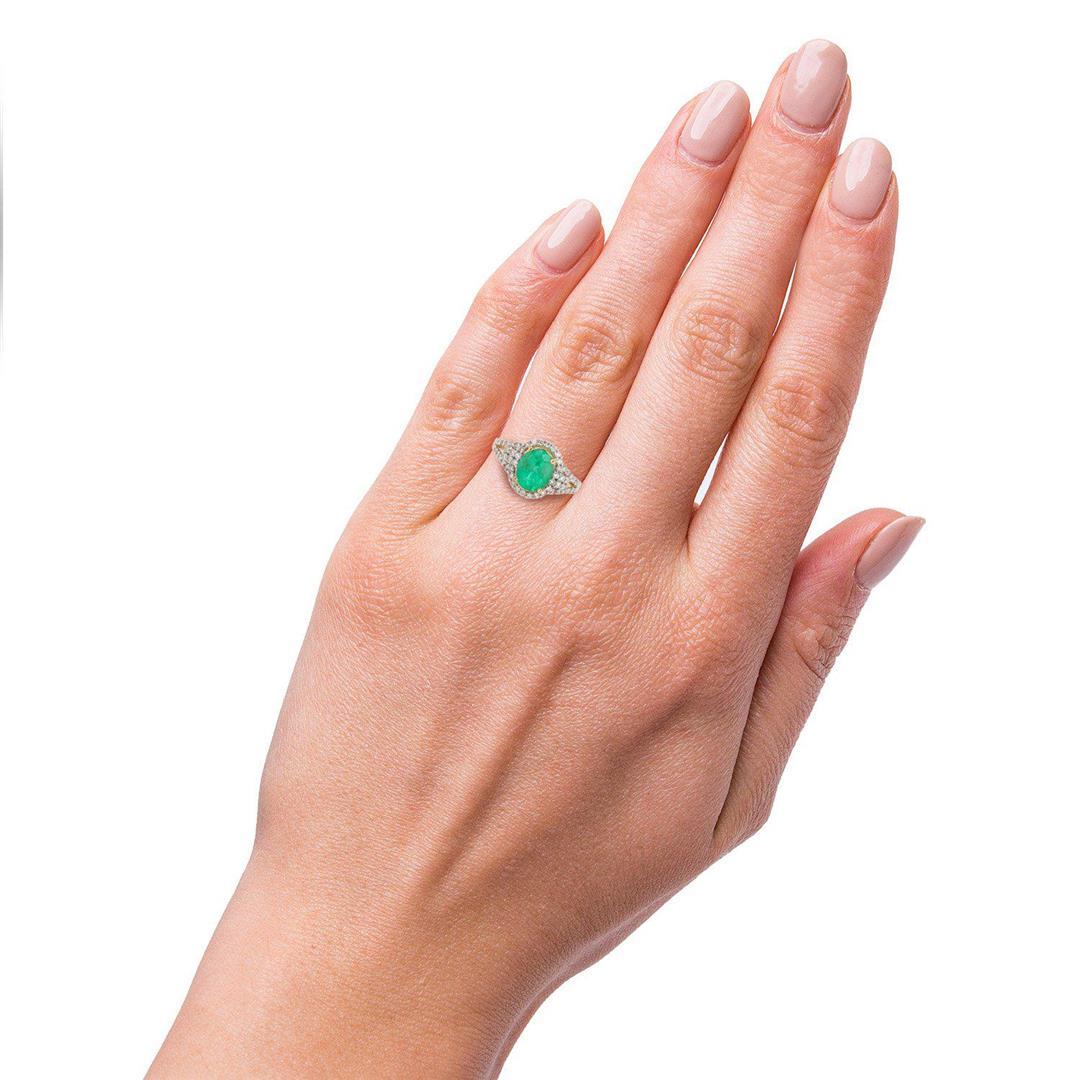 1.95 ctw Emerald and 0.60 ctw Diamond 14K Yellow Gold Ring