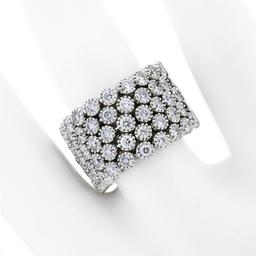 Wide 18K White Gold 2.72 ctw Diamond Flexible Milgrain Honeycomb Cluster Band Ri