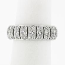 Vintage Platinum 1.30 ctw Diamond Domed Open Work & Milgrain Eternity Band Ring