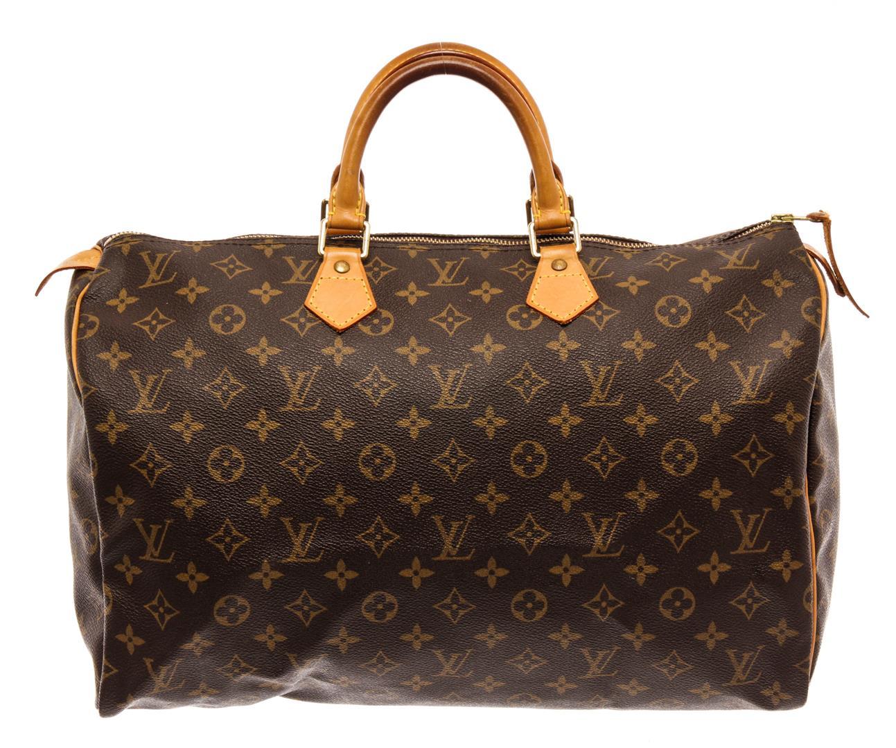 Louis Vuitton Brown Monogram Canvas Leather Speedy 40 Satchel Bag