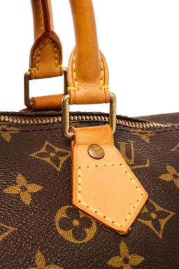 Louis Vuitton Brown Monogram Canvas Leather Speedy 40 Satchel Bag