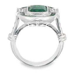 5.00 ctw Emerald and 1.06 ctw Diamond Ring - 14KT White Gold