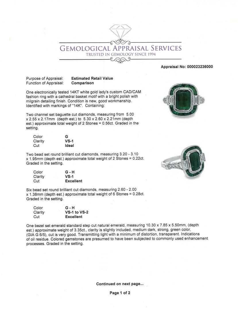 5.00 ctw Emerald and 1.06 ctw Diamond Ring - 14KT White Gold