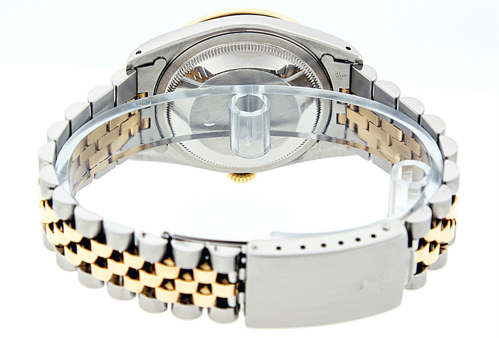 Rolex Mens Two Tone Blue Vignette Diamond & Sapphire Datejust Wristwatch 36MM