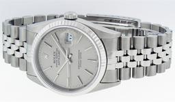 Rolex Mens Quickset Stainless Steel Gray Index Datejust Fluted Bezel Jubilee Ban