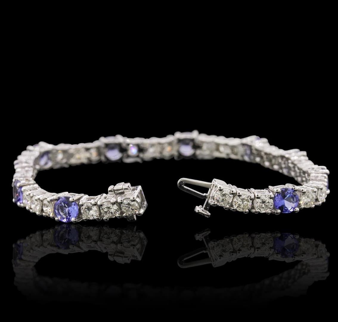 14KT White Gold 5.20 ctw Tanzanite and Diamond Bracelet