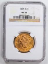 1899 $10 Eagle Gold Coin NGC MS63