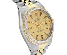 Rolex Mens 36MM 2Tone 18K Gold Diamond Bezel Datejust With Rolex Box