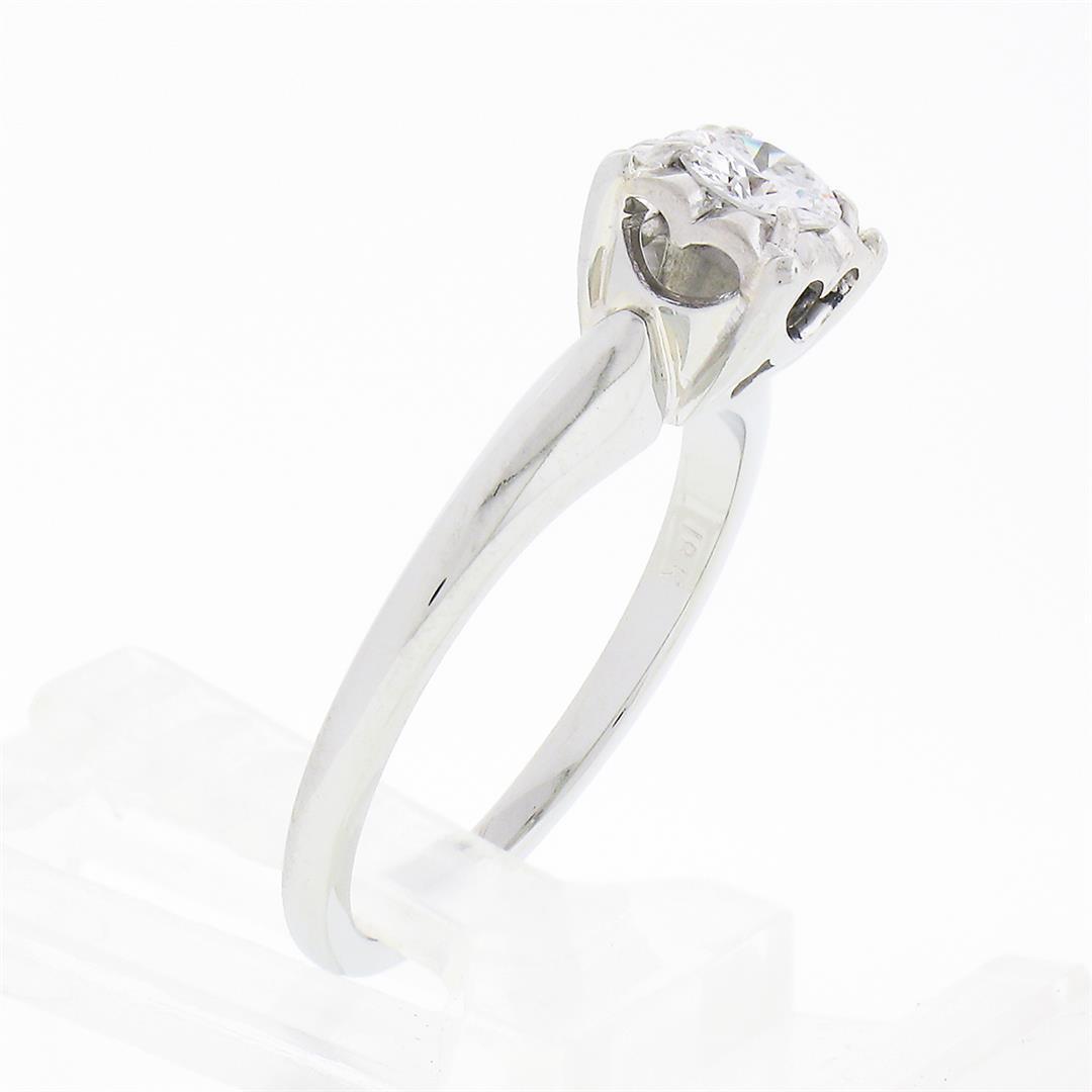 Vintage 14k White Gold 0.32 ctw Illusion Prong Diamond Solitaire Engagement Ring
