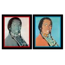 American Indian Series 2 Piece Set (Red & Blue) by Warhol (1928-1987)