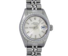 Rolex Ladies Stainless Steel Silver Index 26MM Quickset Datejust Wristwatch