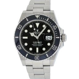 Rolex Mens Stainless Steel 41MM Submariner Date With Rolex Box And Papers