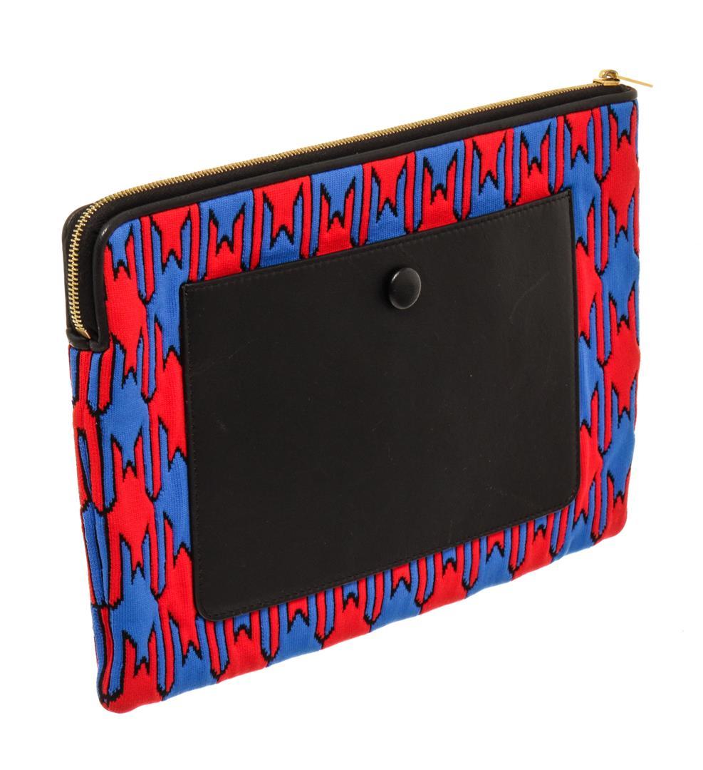 Celine Blue, Multicolor, Red Fabic Zip Pouch Clutch