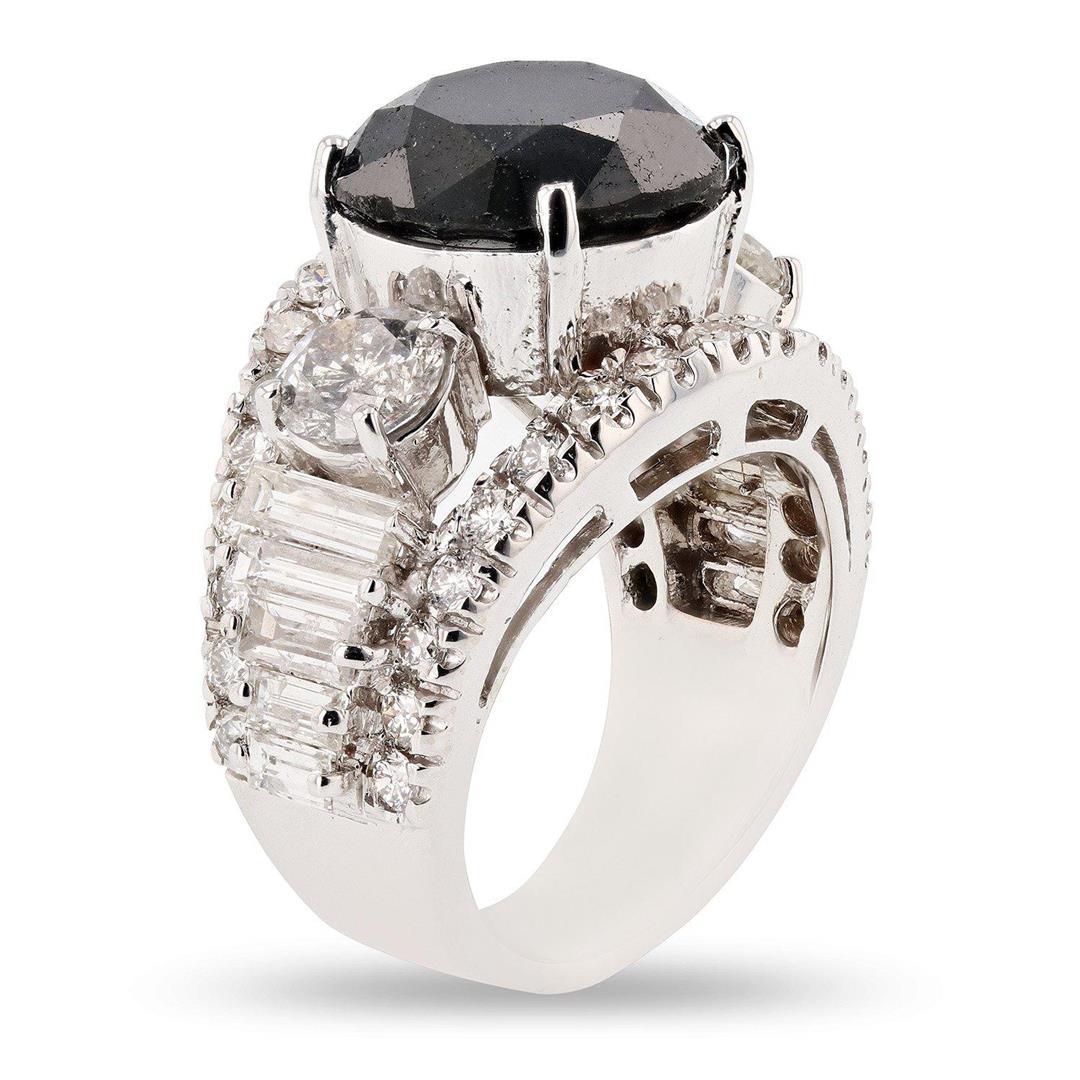 8.57 ctw Black CENTER Diamond 14K White Gold Ring (12.51 ctw Diamonds)