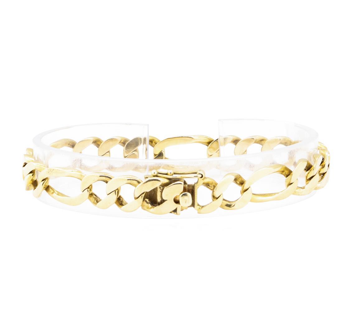 Figaro Link Bracelet - 18KT Yellow Gold