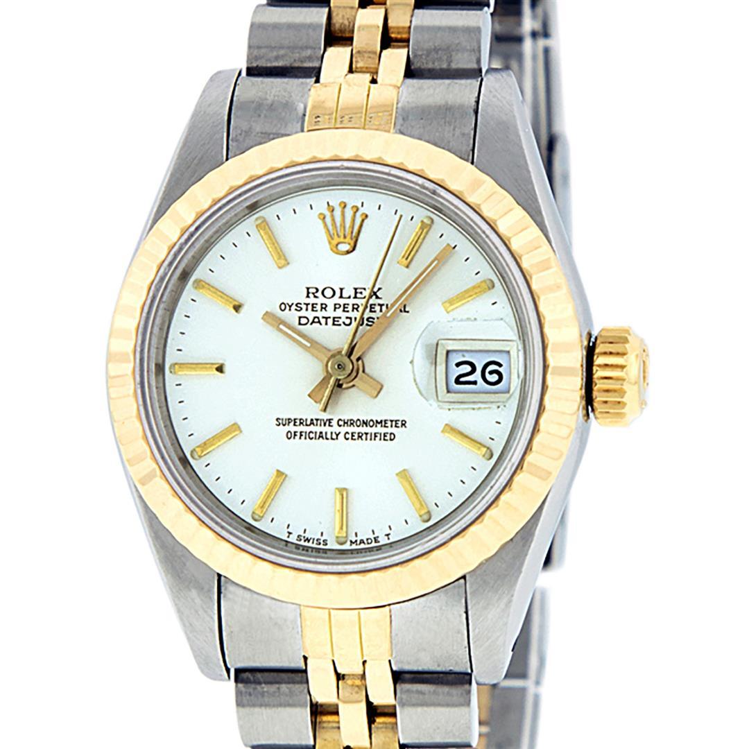 Rolex Ladies 2 Tone White Index Fluted Bezel 26MM Wristwatch