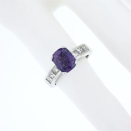 Platinum 2.83 ctw GIA Cushion Ceylon Purple Sapphire & Diamond Engagement Ring