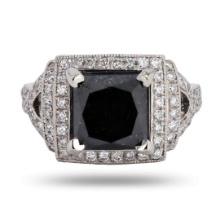 5.59 ctw Black Diamond Platinum Ring (6.28 ctw Diamonds)