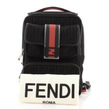 Fendi Baguette Pocket Zip Backpack Zucca Mesh with Nylon and Rubber Medium