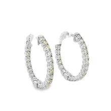 2.44 ctw Diamond Hoop Earrings - 14KT White Gold