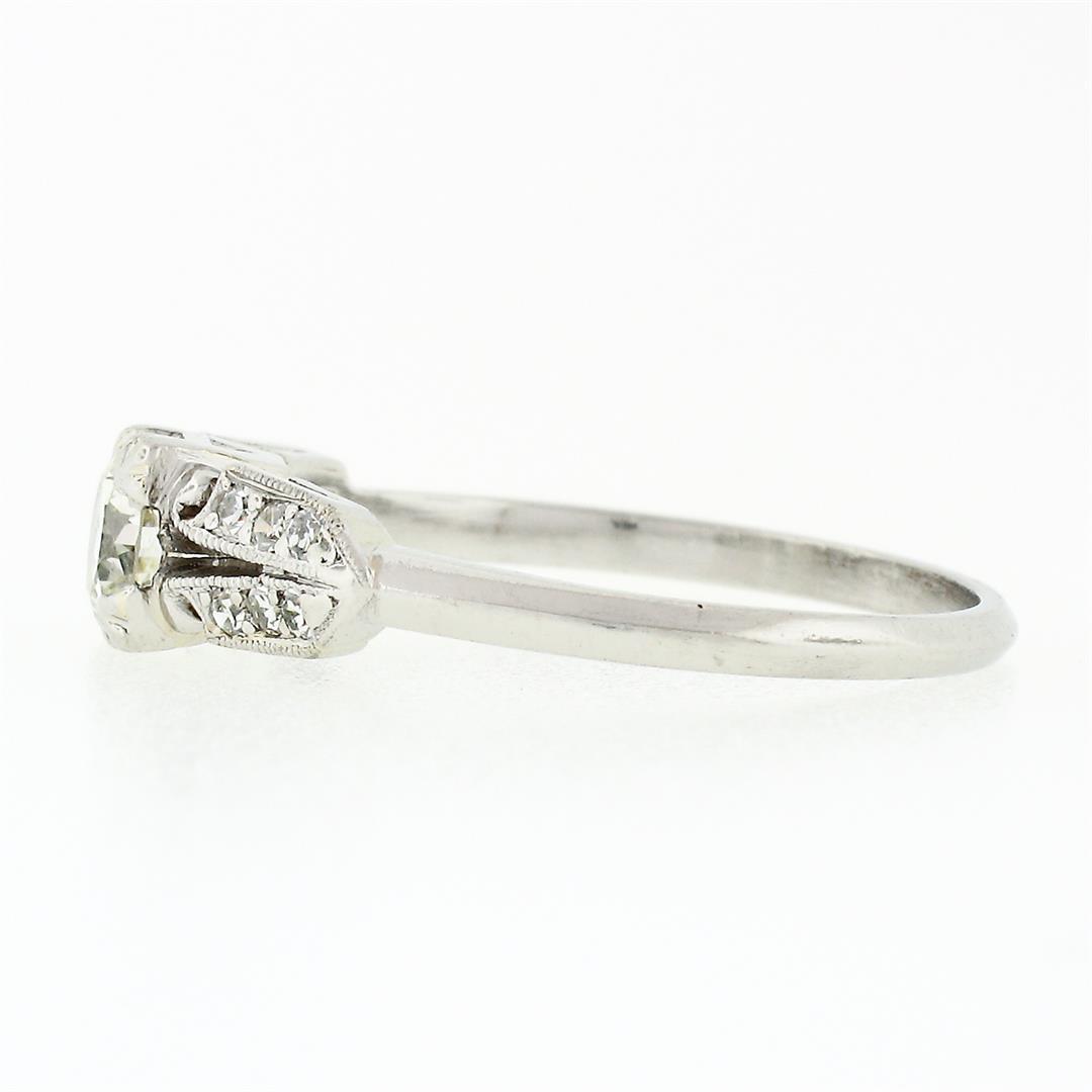 Antique Art Deco Platinum European Diamond Solitaire Engagement or Promise Ring