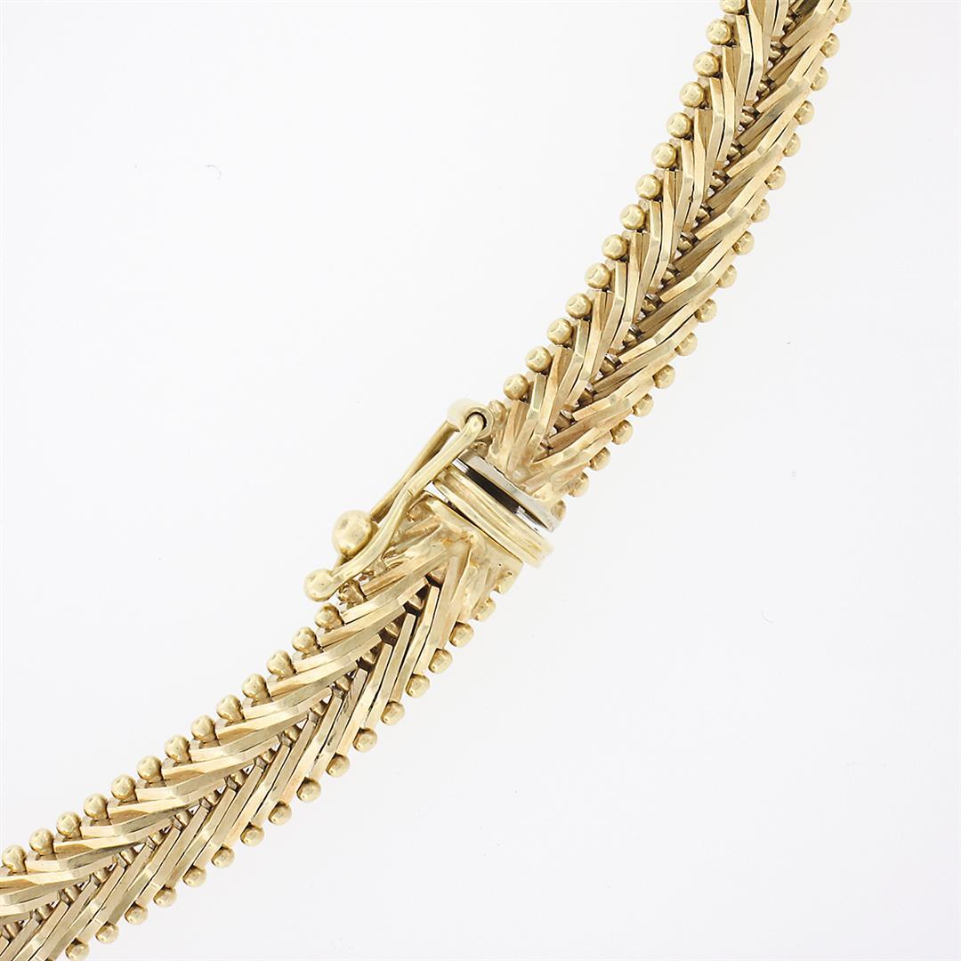 Fancy Italian 14k Gold Diamond V Link Chevron Necklace & Matching Bracelet Set