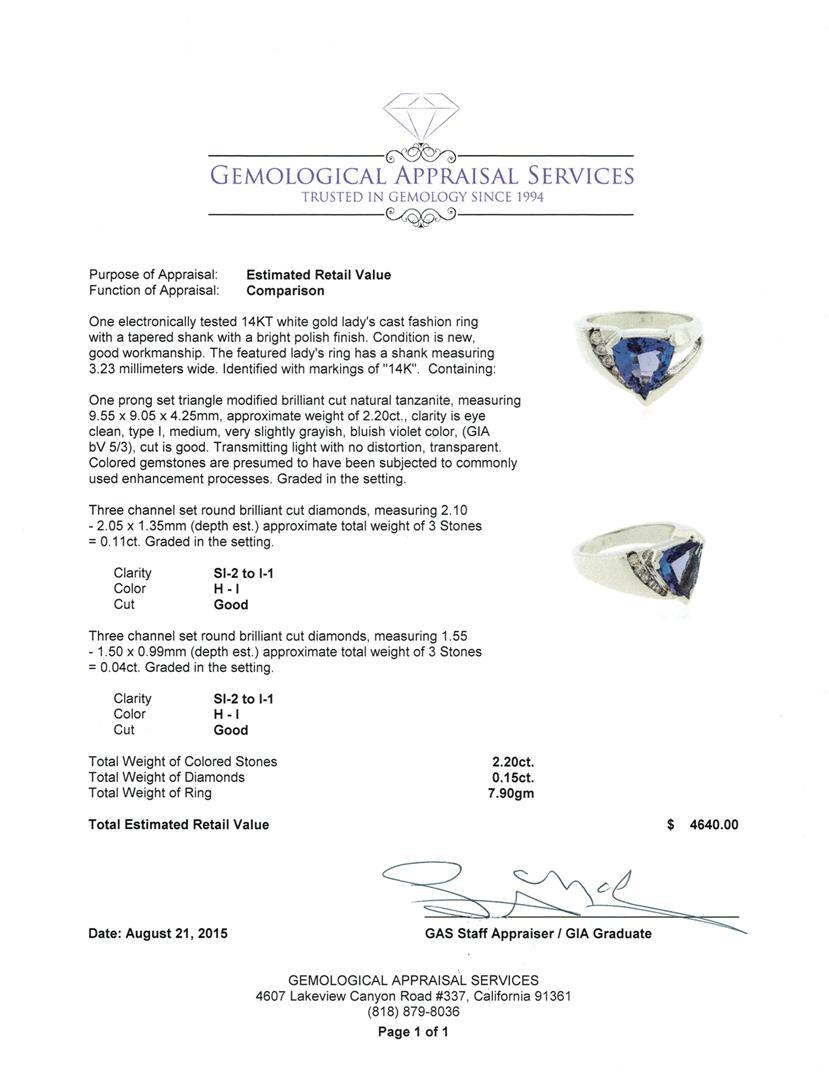 2.20 ctw Tanzanite and Diamond Ring - 14KT White Gold