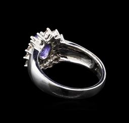 14KT White Gold 0.83 ctw Tanzanite and Diamond Ring