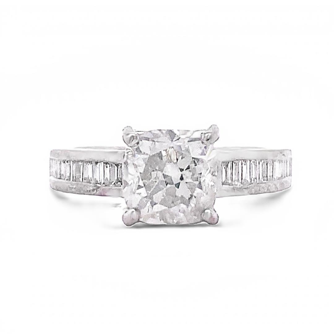 1.90 ctw CENTER Diamond 18K White Gold Ring (2.22 ctw Diamonds)