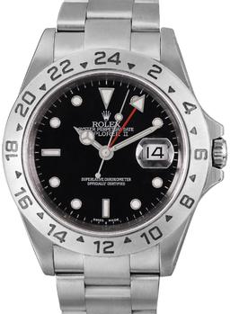 Rolex Mens 40MM Stainless Steel Black Dial Explorer 2 With Rolex Box